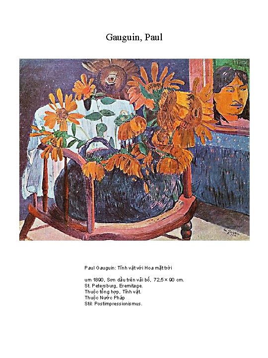 Gauguin, Paul Gauguin: Tĩnh vật với Hoa mặt trời um 1890, Sơn dầu trên