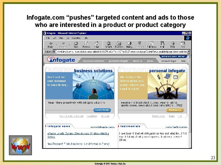 Infogate. com “pushes” targeted content and ads to those who are interested in a