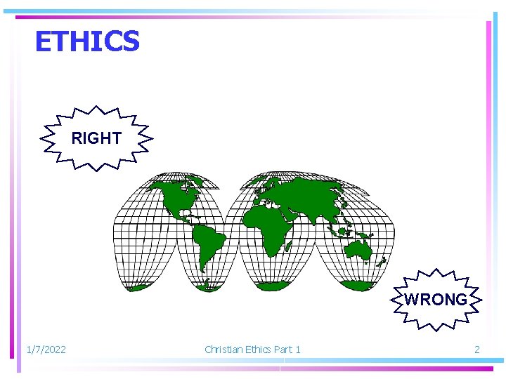 ETHICS RIGHT WRONG 1/7/2022 Christian Ethics Part 1 2 