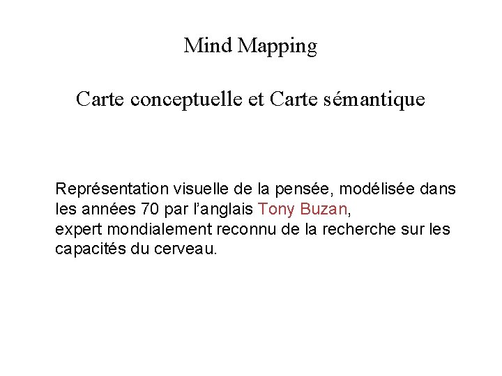 Mind Mapping Carte conceptuelle et Carte sémantique Représentation visuelle de la pensée, modélisée dans