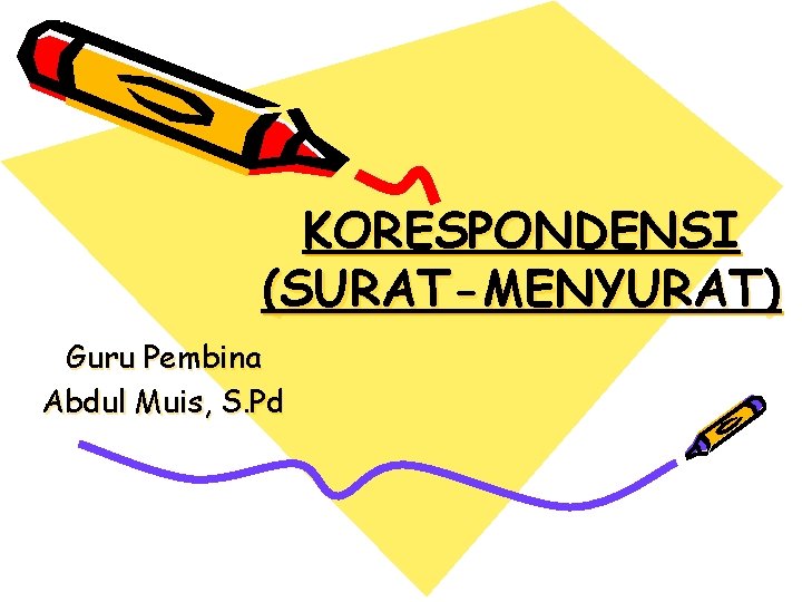 KORESPONDENSI (SURAT-MENYURAT) Guru Pembina Abdul Muis, S. Pd 