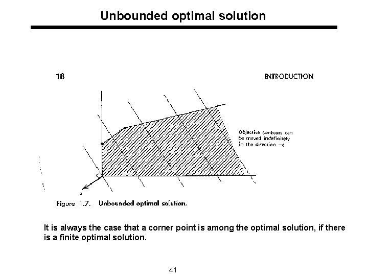 Unbounded optimal solution It is always the case that a corner point is among