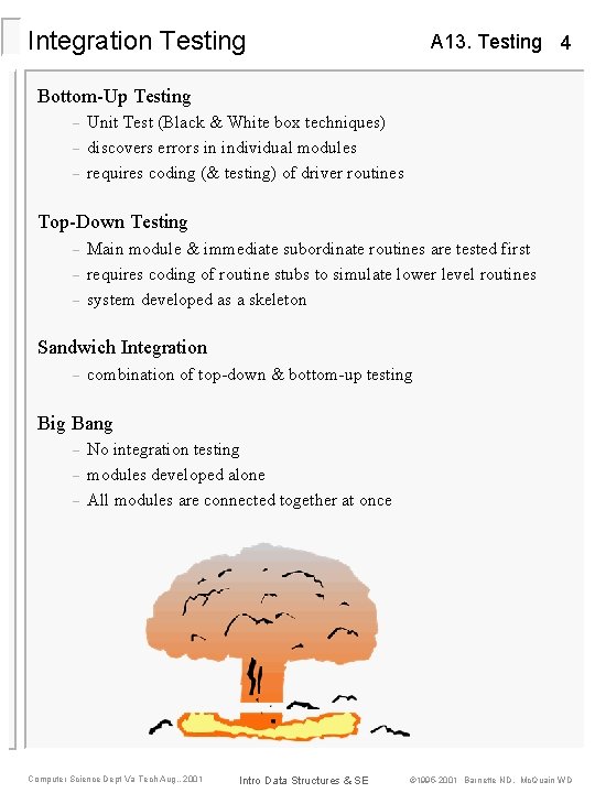 Integration Testing A 13. Testing 4 Bottom-Up Testing – – – Unit Test (Black