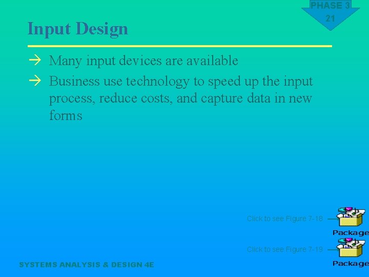 Input Design PHASE 3 21 à Many input devices are available à Business use