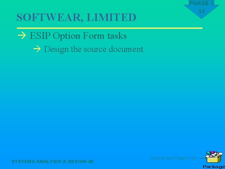 SOFTWEAR, LIMITED PHASE 3 53 à ESIP Option Form tasks à Design the source