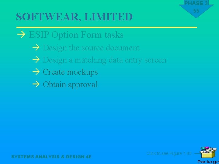 PHASE 3 55 SOFTWEAR, LIMITED à ESIP Option Form tasks à Design the source