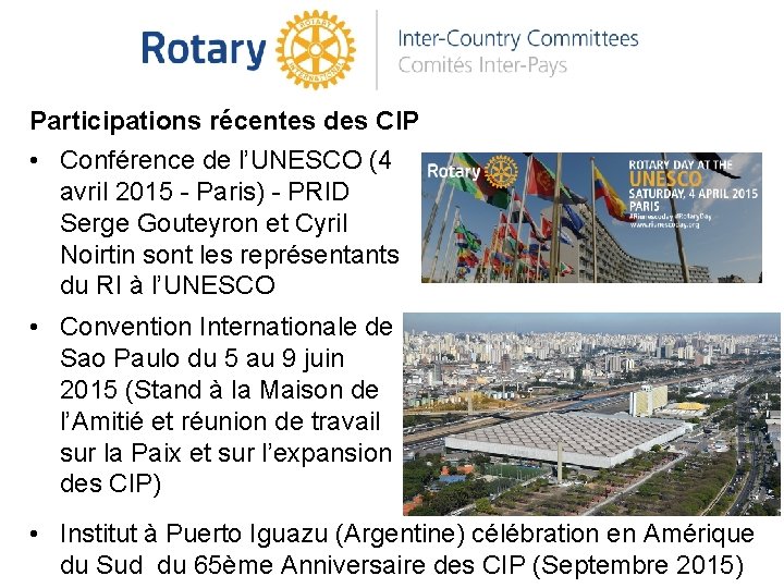 Participations récentes des CIP • Conférence de l’UNESCO (4 avril 2015 - Paris) -