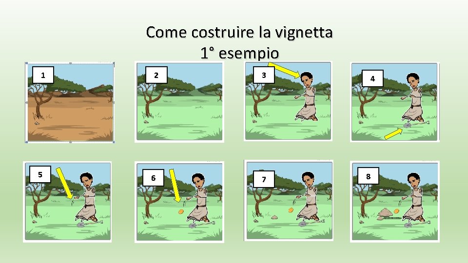 Come costruire la vignetta 1° esempio 1 5 2 6 3 7 4 8