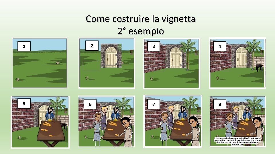 Come costruire la vignetta 2° esempio 1 5 2 6 3 4 7 8