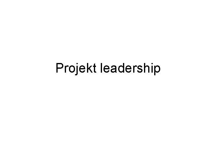 Projekt leadership 