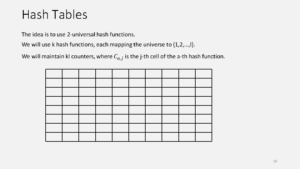 Hash Tables 18 