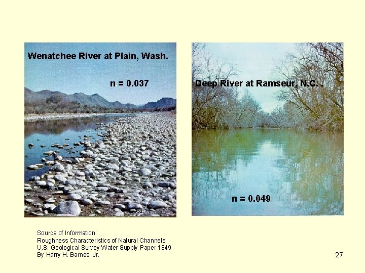 Wenatchee River at Plain, Wash. n = 0. 037 Deep River at Ramseur, N.