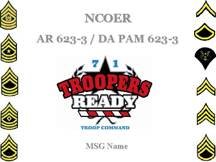 NCOER AR 623 -3 / DA PAM 623 -3 MSG Name 2 