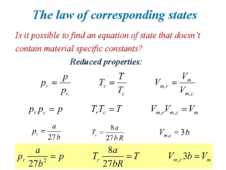 The law of corresponding states Is it possible to find an equation of state