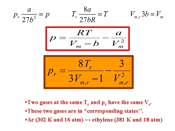  • Two gases at the same Tr and pr have the same Vr.