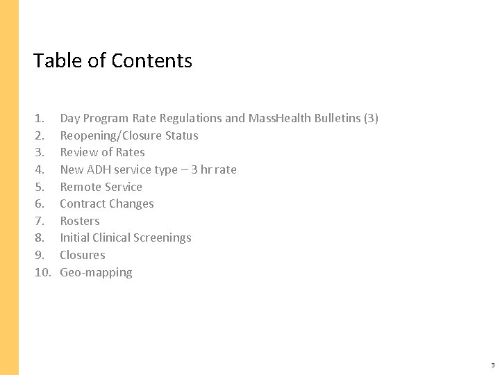Table of Contents 1. 2. 3. 4. 5. 6. 7. 8. 9. 10. Day Table of Contents 1. 2. 3. 4. 5. 6. 7. 8. 9. 10. Day