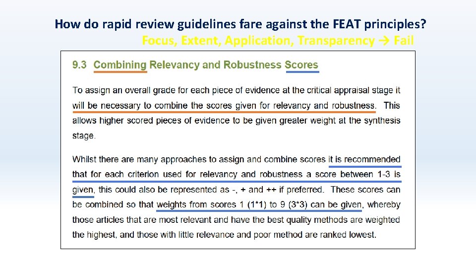 How do rapid review guidelines fare against the FEAT principles? Focus, Extent, Application, Transparency