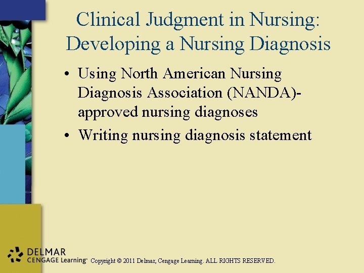 Clinical Judgment in Nursing: Developing a Nursing Diagnosis • Using North American Nursing Diagnosis