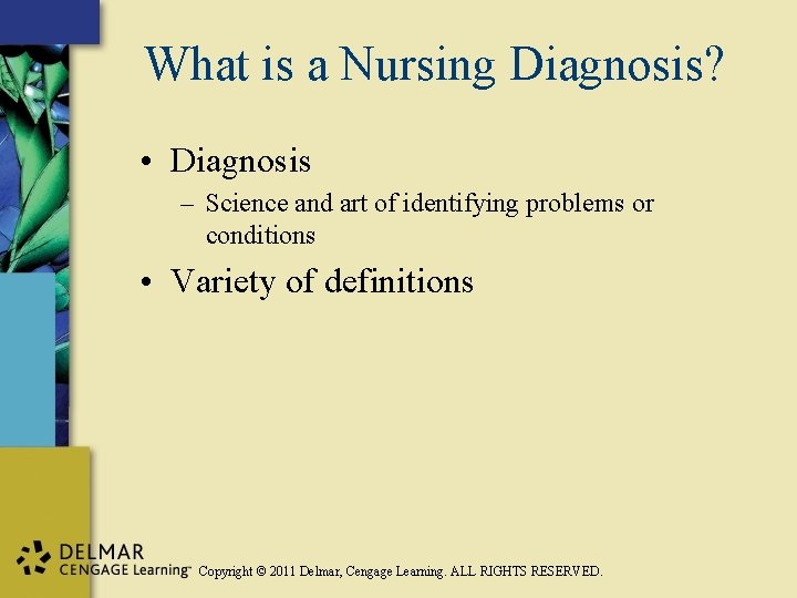 What is a Nursing Diagnosis? • Diagnosis – Science and art of identifying problems
