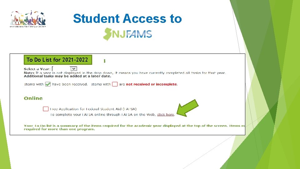 Student Access to To Do List for 2021 -2022 