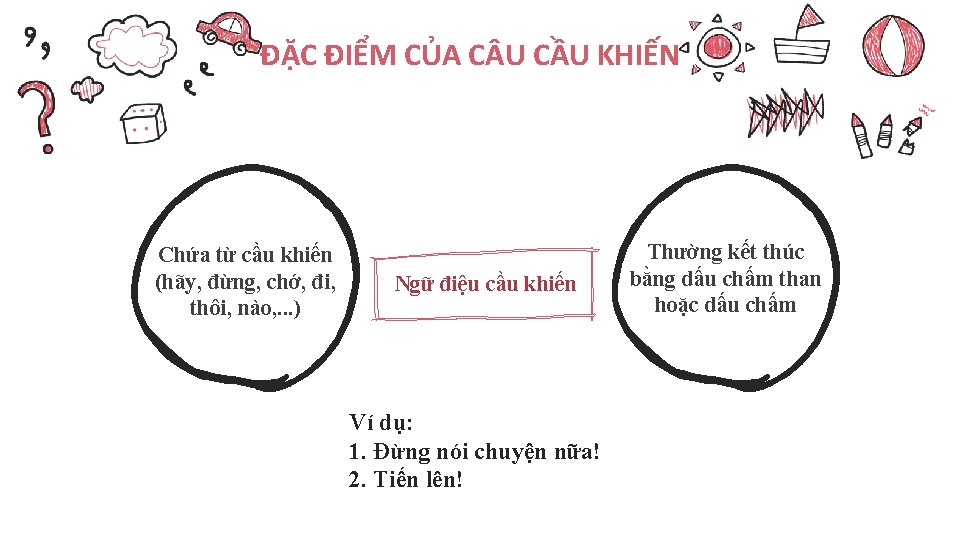 ĐẶC ĐIỂM CỦA C U CẦU KHIẾN Chứa từ cầu khiến (hãy, đừng, chớ,