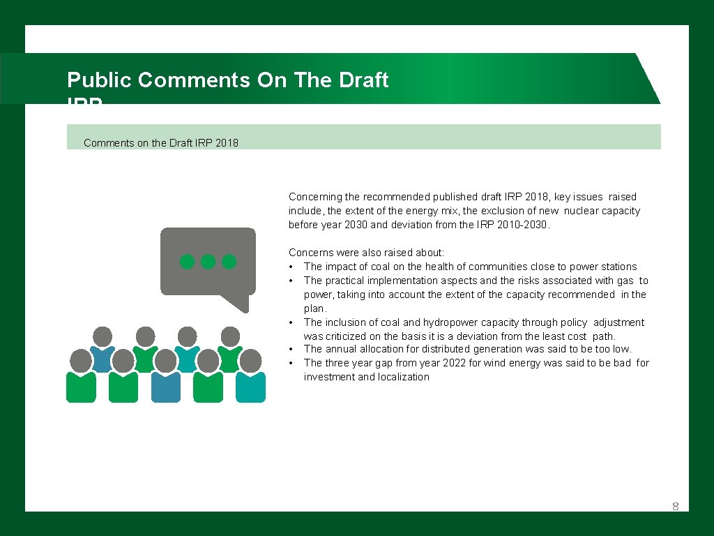 Public Comments On The Draft IRP Comments on the Draft IRP 2018 Concerning the