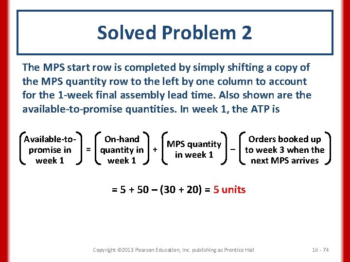 Solved Problem 2 The MPS start row is completed by simply shifting a copy
