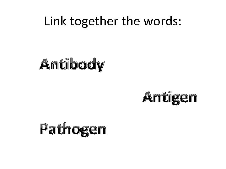 Link together the words: Antibody Antigen Pathogen 