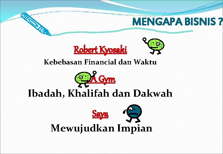 MENGAPA BISNIS ? Robert Kyosaki Kebebasan Financial dan Waktu AA Gym Ibadah, Khalifah dan