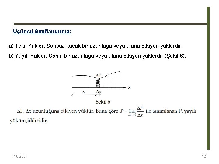 Üçüncü Sınıflandırma: a) Tekil Yükler; Sonsuz küçük bir uzunluğa veya alana etkiyen yüklerdir. b) Üçüncü Sınıflandırma: a) Tekil Yükler; Sonsuz küçük bir uzunluğa veya alana etkiyen yüklerdir. b)