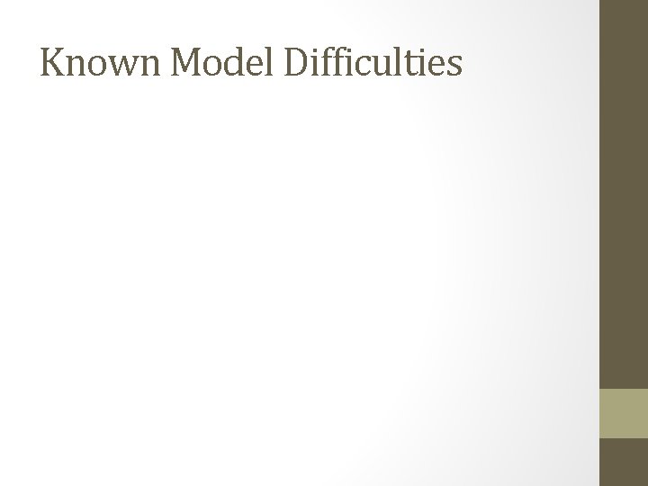 Known Model Difficulties 