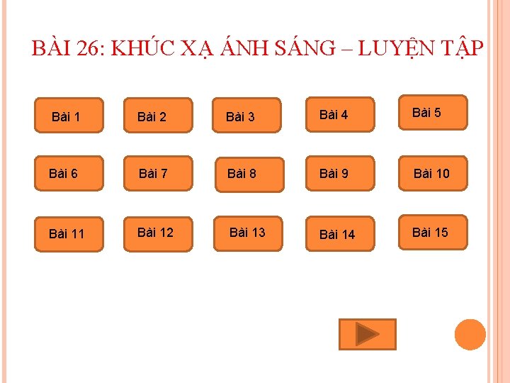 BÀI 26: KHÚC XẠ ÁNH SÁNG – LUYỆN TẬP Bài 1 Bài 2 Bài