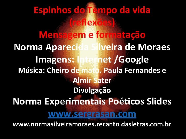 Espinhos do Tempo da vida (reflexões) Mensagem e formatação Norma Aparecida Silveira de Moraes