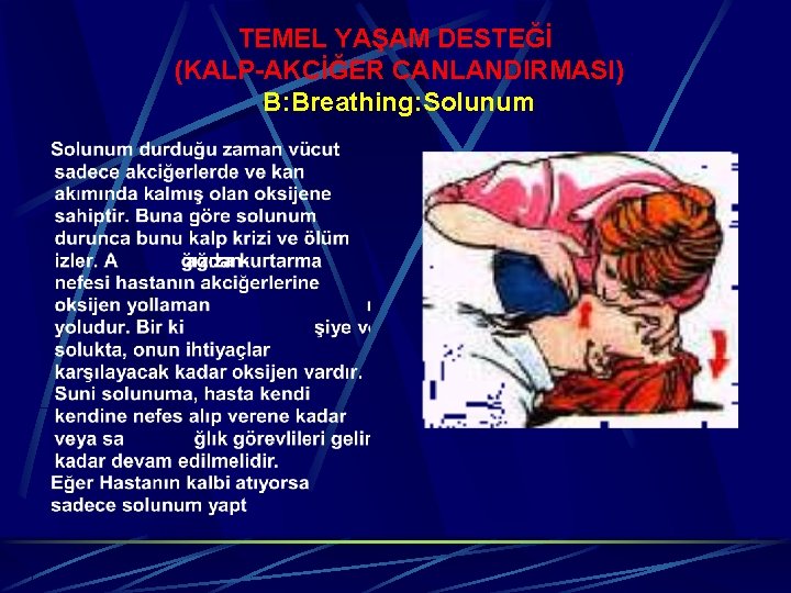 TEMEL YAŞAM DESTEĞİ (KALP-AKCİĞER CANLANDIRMASI) B: Breathing: Solunum 
