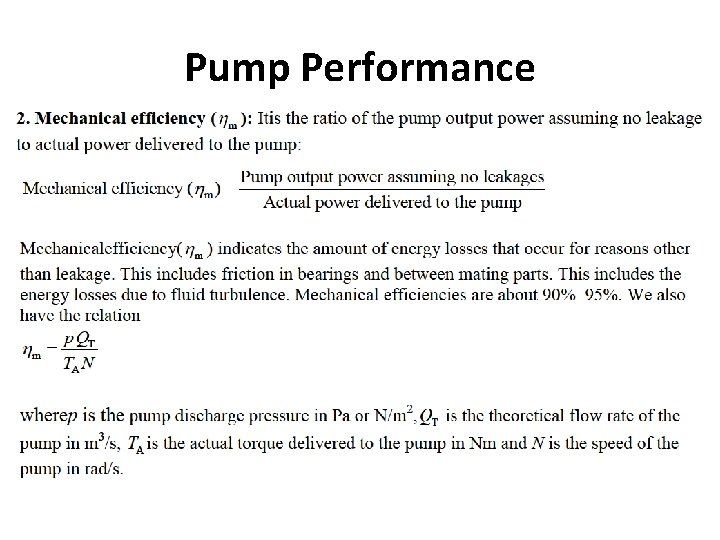 Pump Performance 