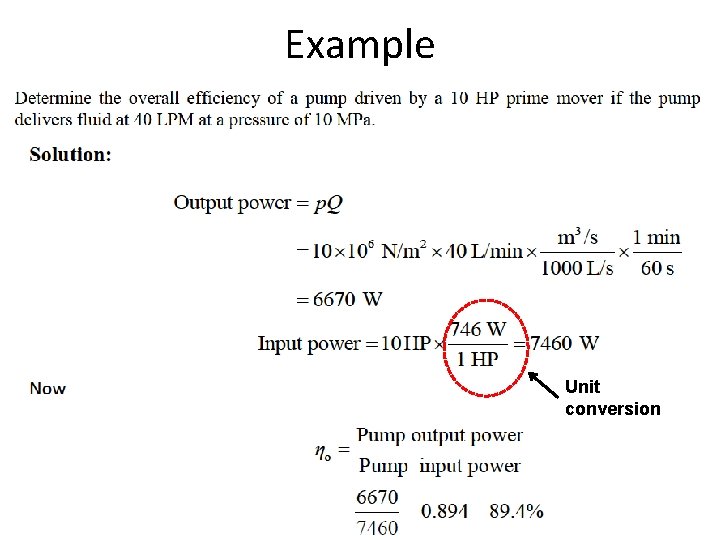 Example Unit conversion 