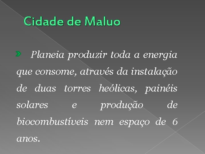 Cidade de Maluo Planeia produzir toda a energia que consome, através da instalação de