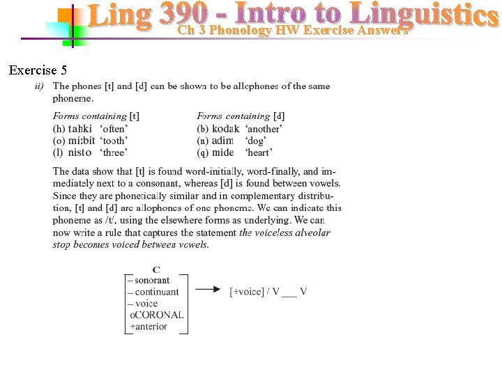 Ch 3 Phonology HW Exercise Answers Exercise 5 