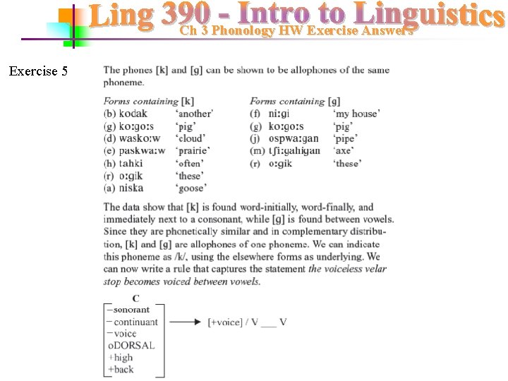 Ch 3 Phonology HW Exercise Answers Exercise 5 