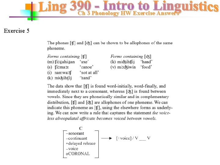 Ch 3 Phonology HW Exercise Answers Exercise 5 