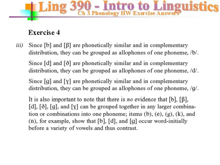 Ch 3 Phonology HW Exercise Answers Exercise 4 