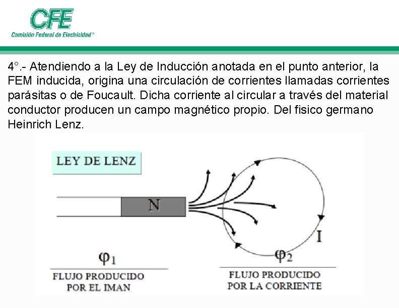 4°. - Atendiendo a la Ley de Inducción anotada en el punto anterior, la 4°. - Atendiendo a la Ley de Inducción anotada en el punto anterior, la