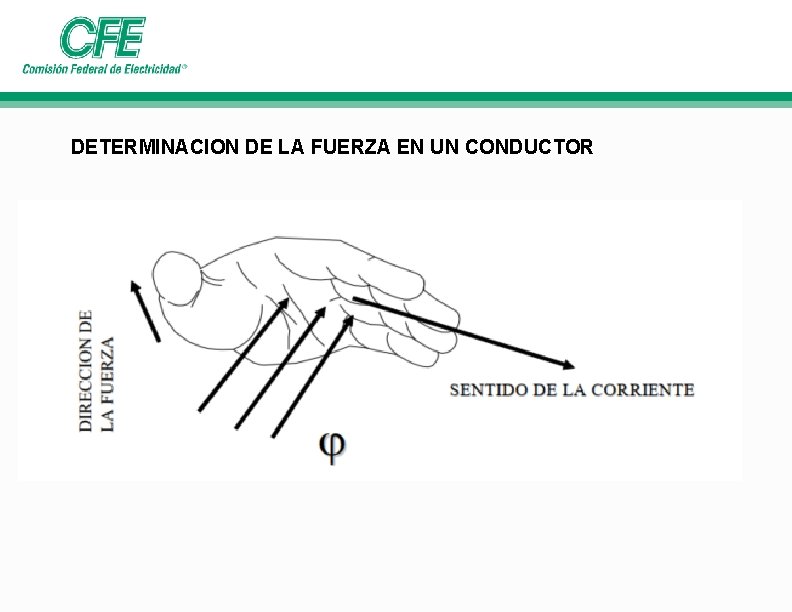 DETERMINACION DE LA FUERZA EN UN CONDUCTOR DETERMINACION DE LA FUERZA EN UN CONDUCTOR