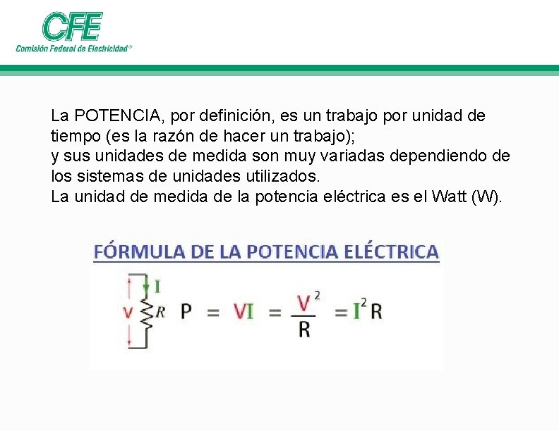 La POTENCIA, por definición, es un trabajo por unidad de tiempo (es la razón La POTENCIA, por definición, es un trabajo por unidad de tiempo (es la razón
