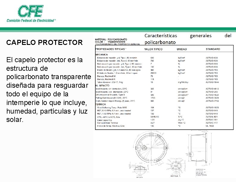 CAPELO PROTECTOR El capelo protector es la estructura de policarbonato transparente diseñada para resguardar CAPELO PROTECTOR El capelo protector es la estructura de policarbonato transparente diseñada para resguardar