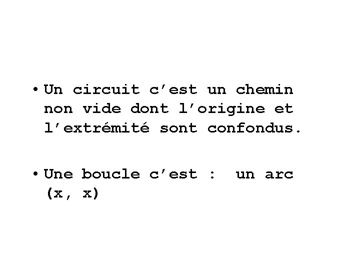  • Un circuit c’est un chemin non vide dont l’origine et l’extrémité sont