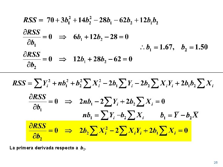 La primera derivada respecto a b 2. 25 