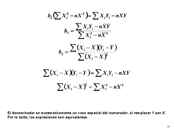 El denominador es matematicamente un caso especial del numerador, al remplazar Y por X.