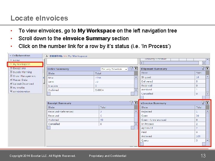 Locate e. Invoices • • • To view e. Invoices, go to My Workspace