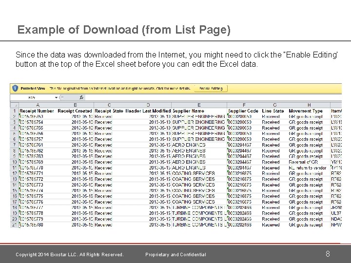 Example of Download (from List Page) Since the data was downloaded from the Internet,